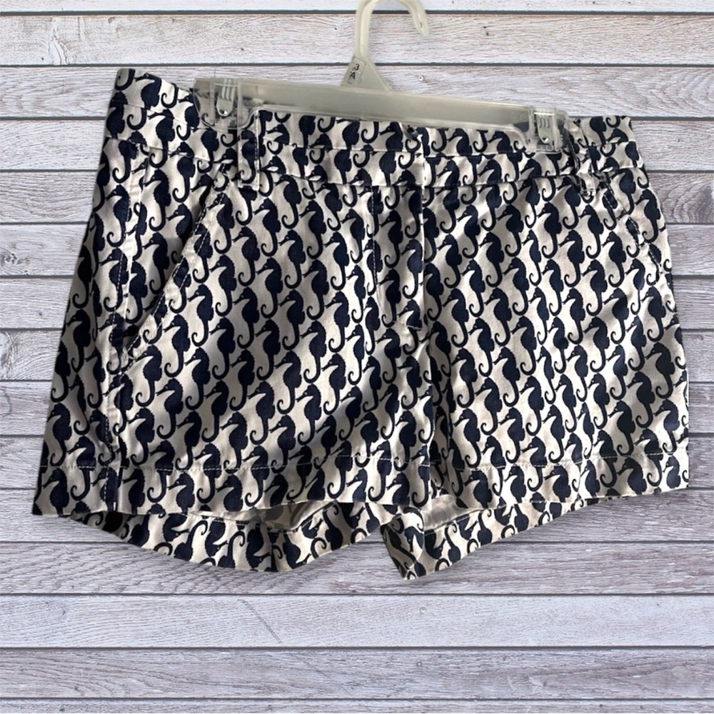 J. Crew Chino Navy and White Seahorse Print Women's Shorts size 00